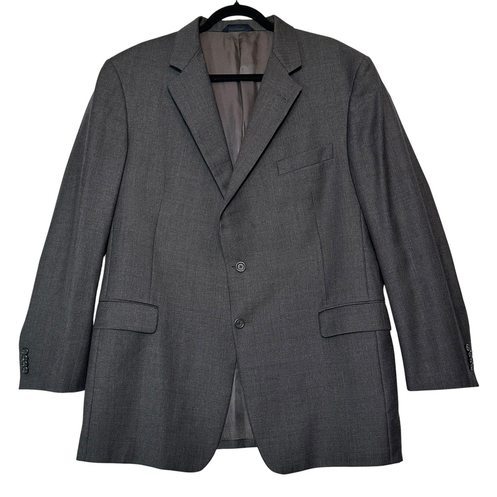 Burberry London Men Blazer XB55 44R‎ Gray Wool Two Button Blue Tone Sport Coat
